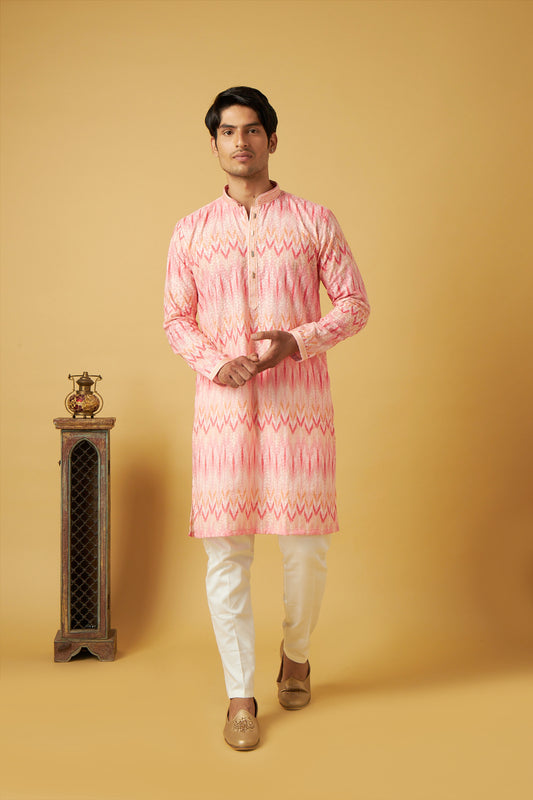 Light Pink Floral Print Kurta set