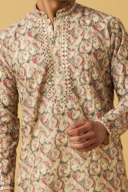 Multi-colored With Mirror Work Kurta Set