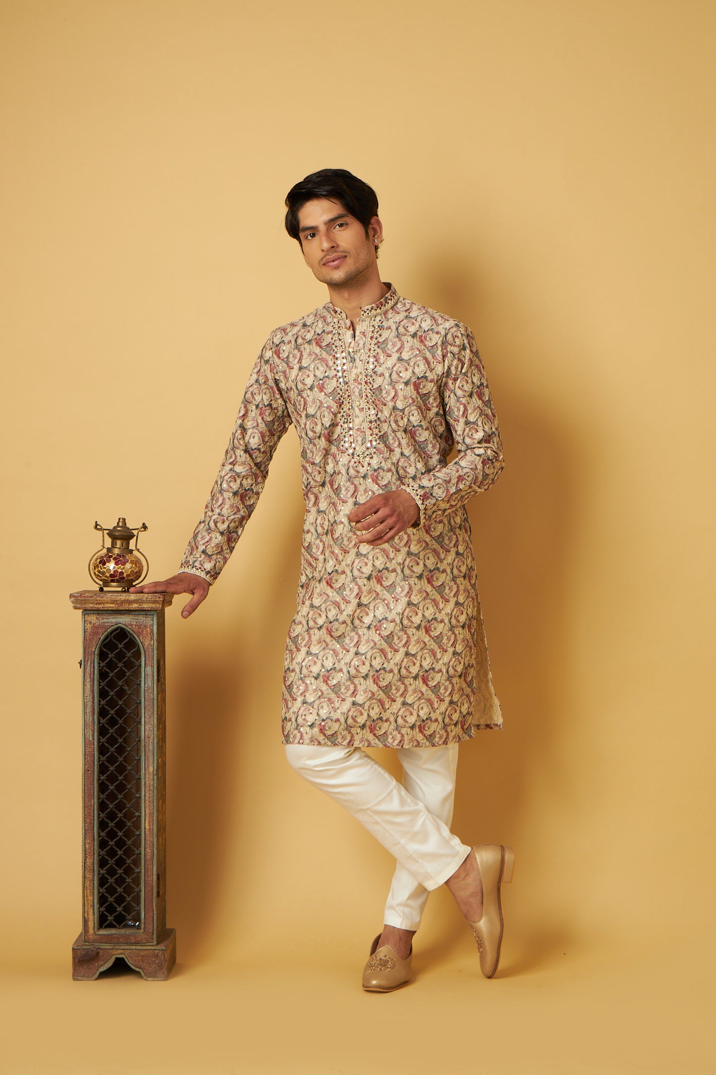 Multi-colored With Mirror Work Kurta Set