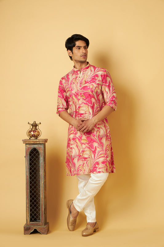 Pink Stylish Floral print Kurta