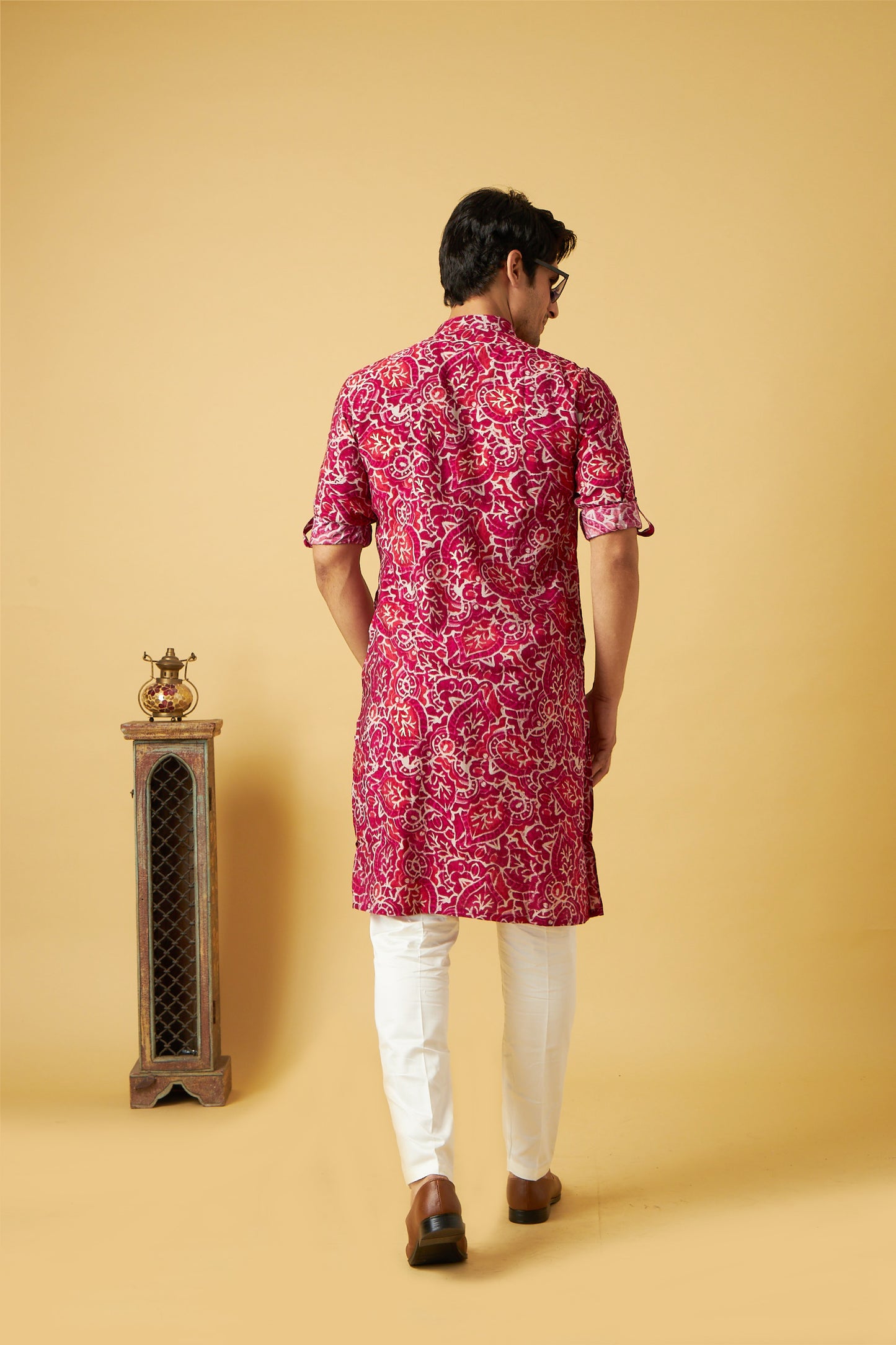 Red Designer Print Kurta