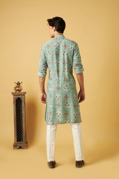 Light Blue Floral Print Kurta