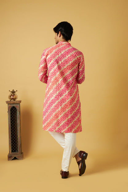 Pink Strap bandhani Kurta set