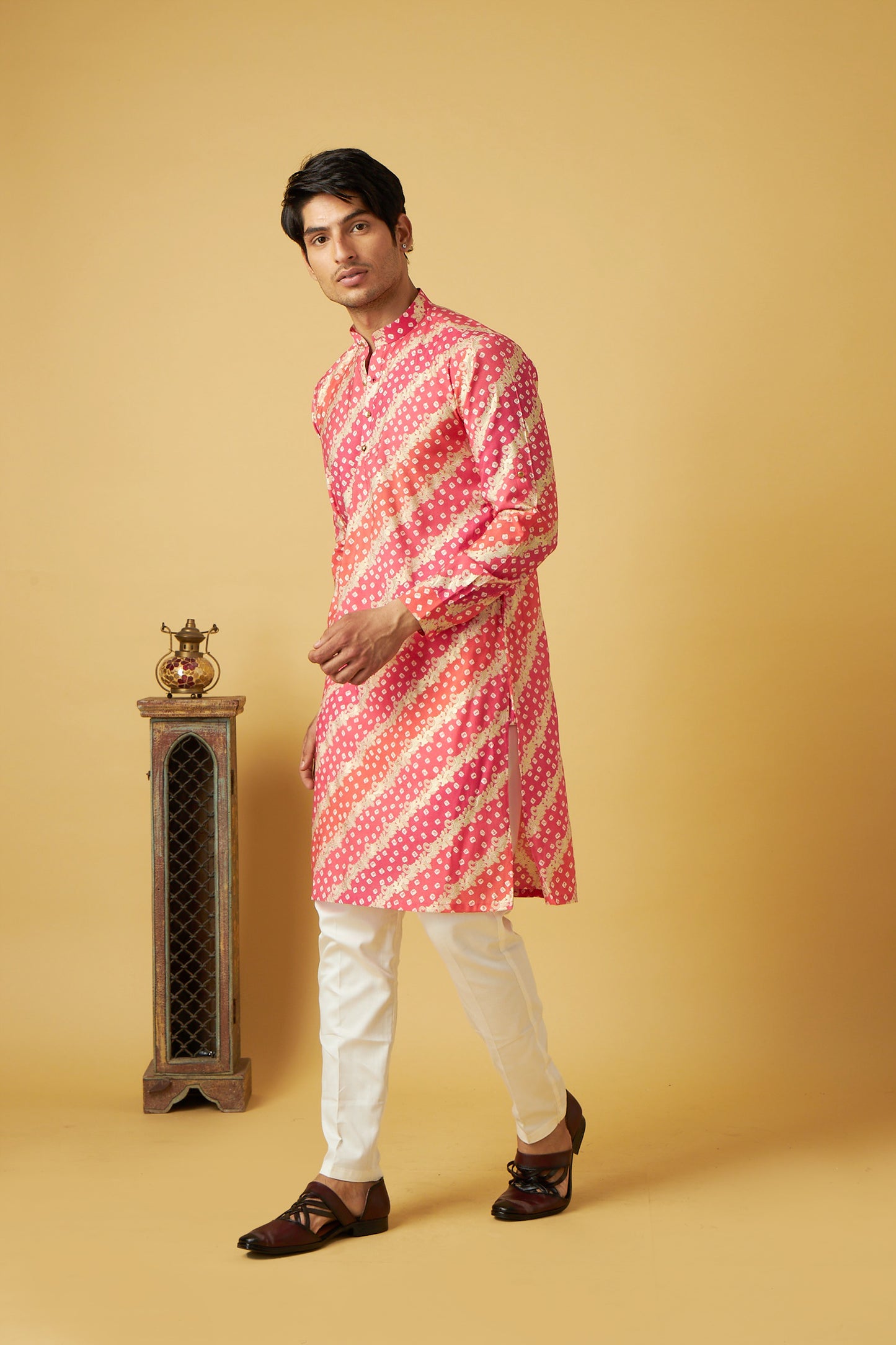 Pink Strap bandhani Kurta set