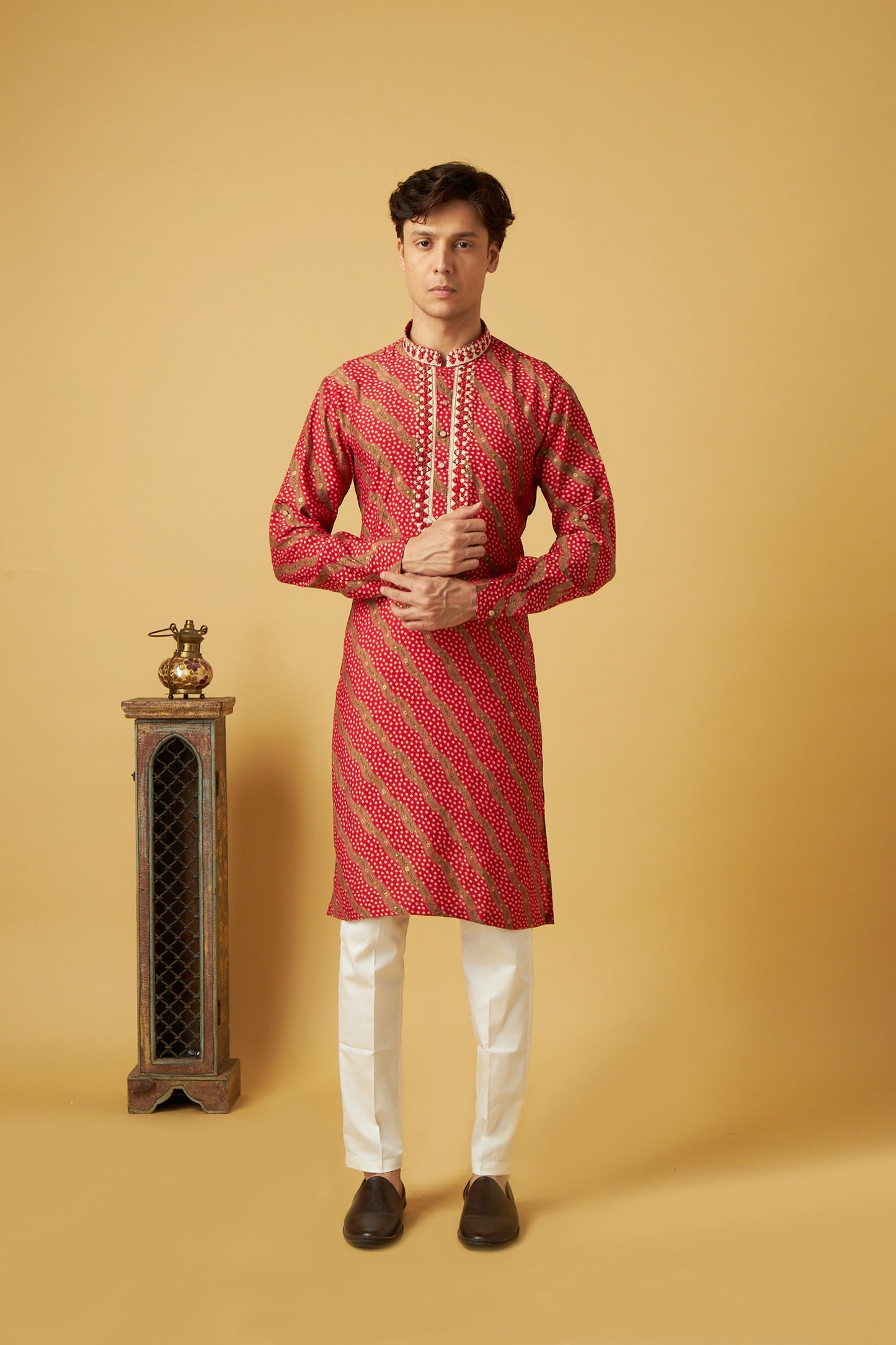 Red Bandhani Kurta Set