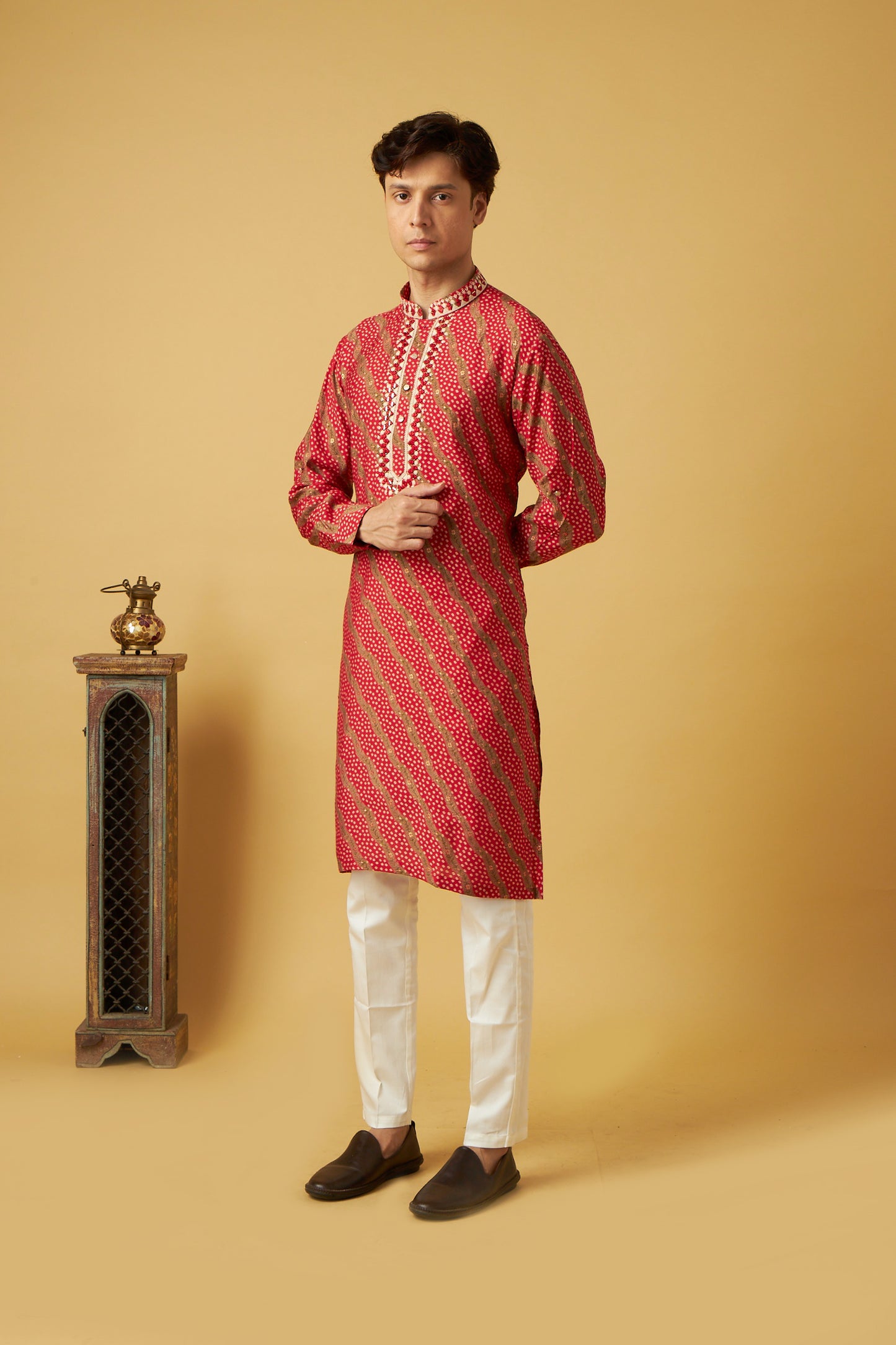 Red Bandhani Kurta Set