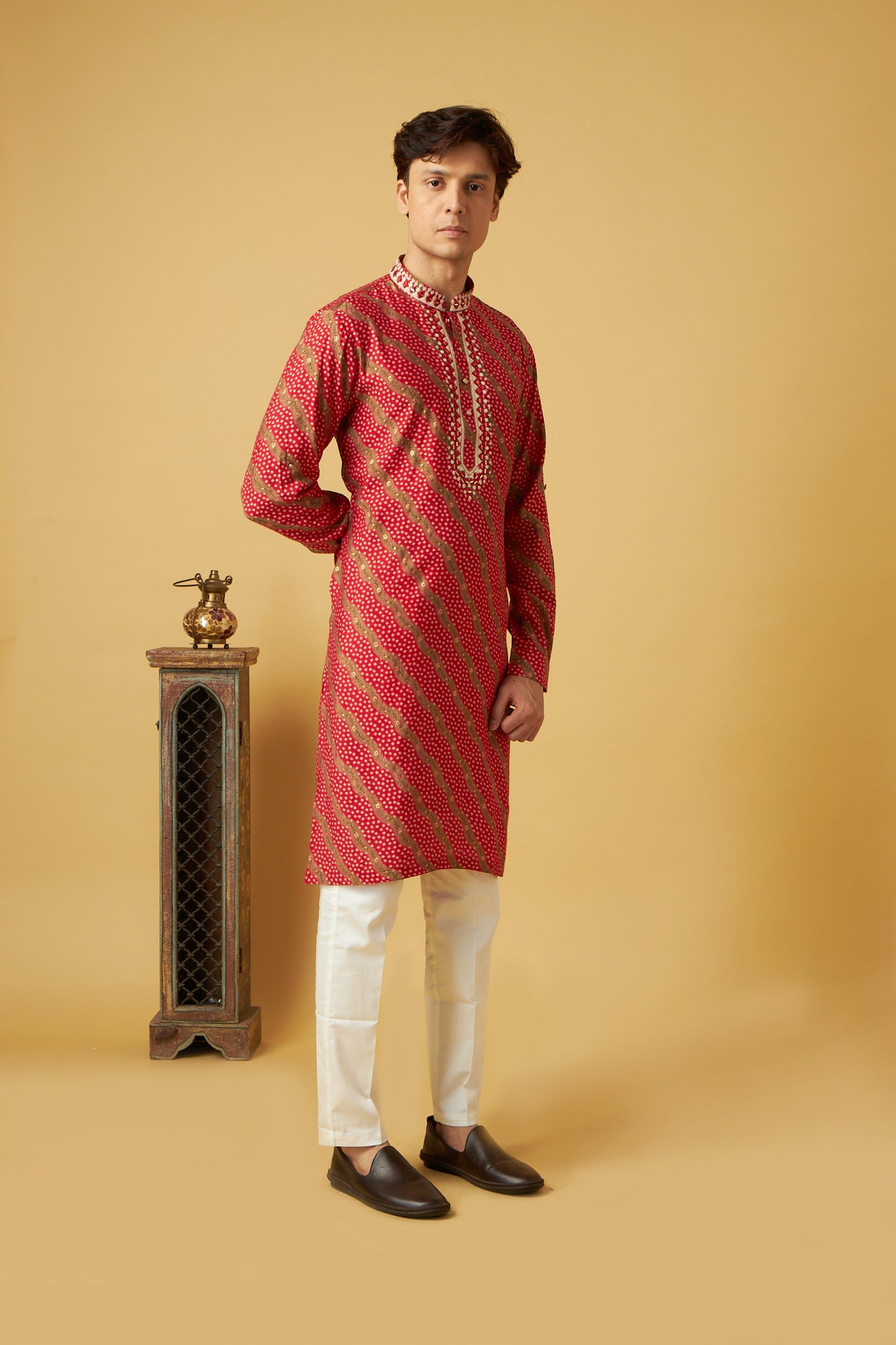 Red Bandhani Kurta Set