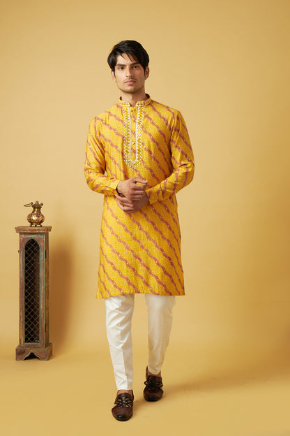 Yellow Bandhani Kurta set