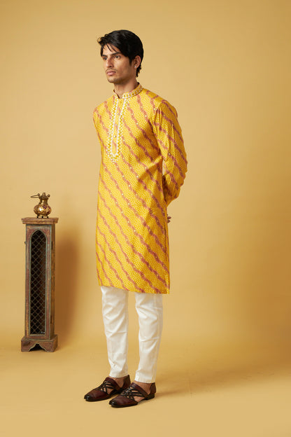 Yellow Bandhani Kurta set