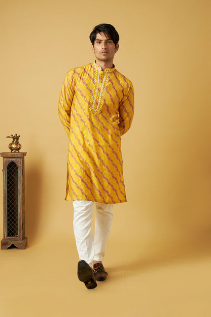 Yellow Bandhani Kurta set