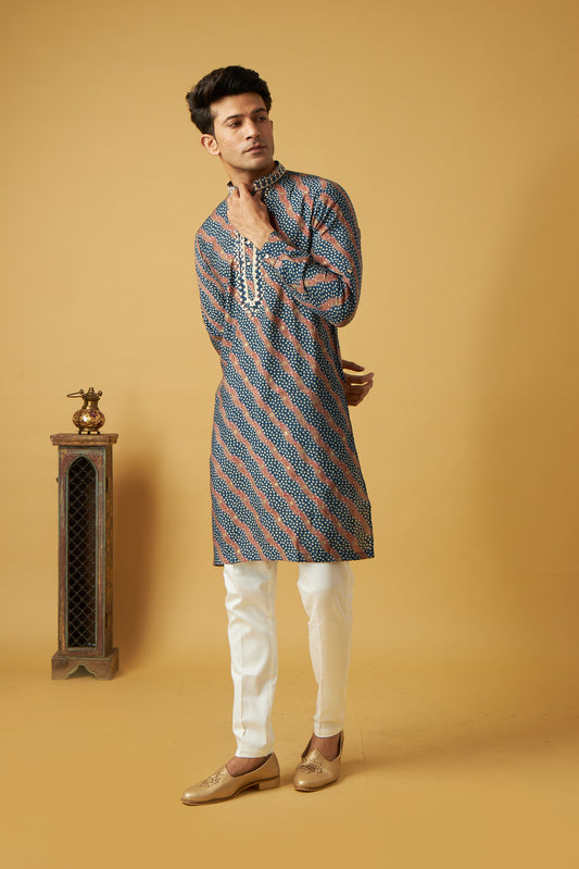 Blue Bandhani Kurta set