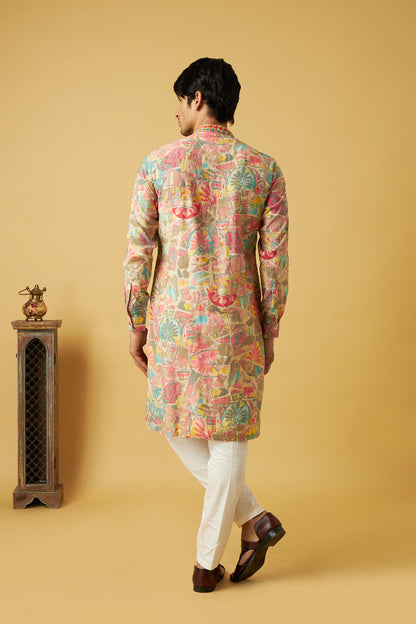 Multicolor mirror work designer kurta set