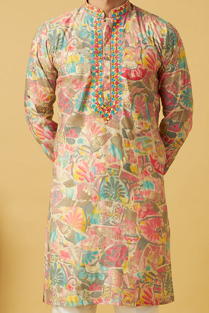 Multicolor mirror work designer kurta set