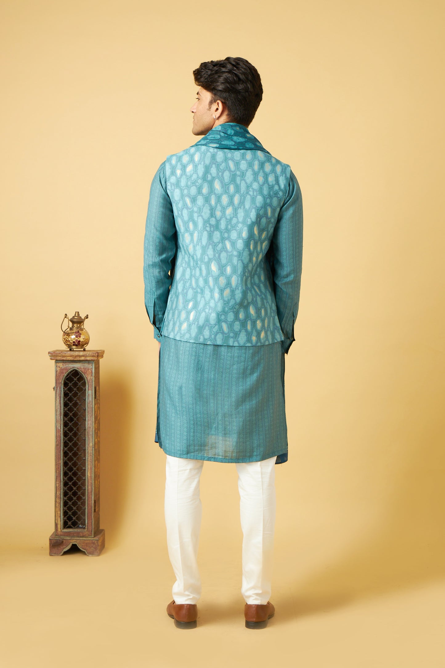 Blue Jacket Kurta With Dupatta