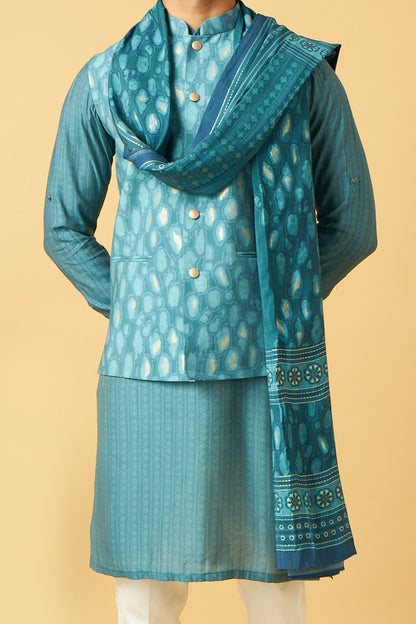 Blue Jacket Kurta With Dupatta