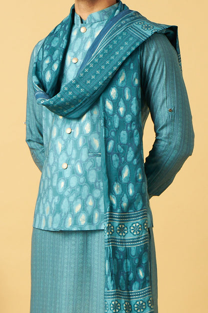 Blue Jacket Kurta With Dupatta