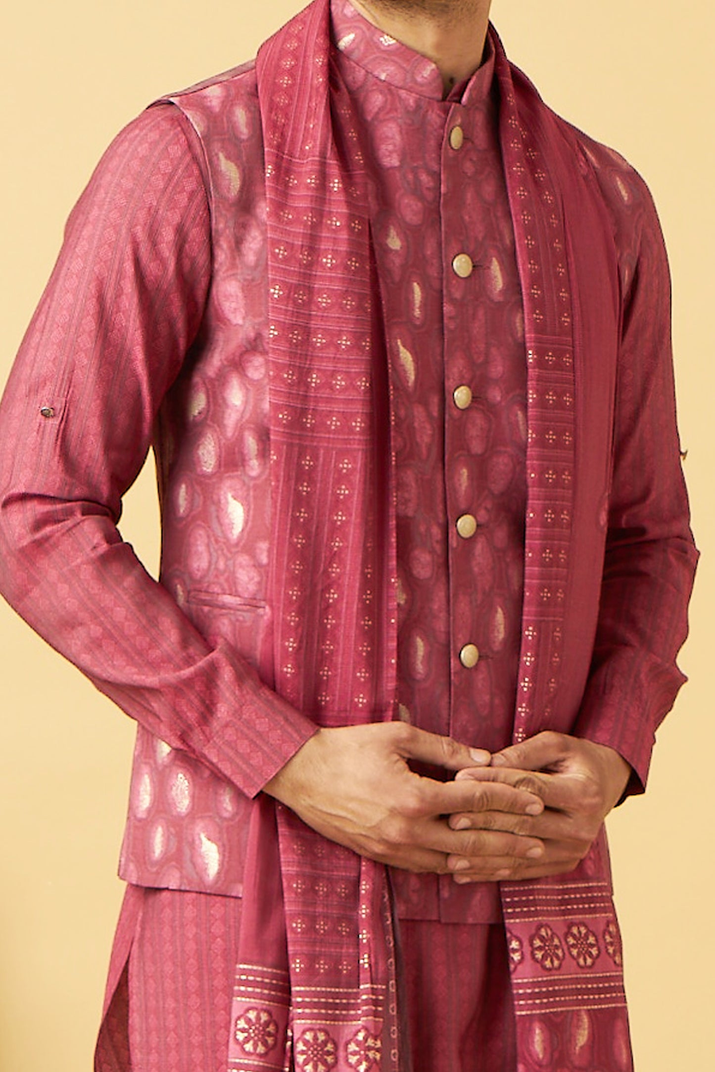 Maroon Jacket Kurta With Dupatta