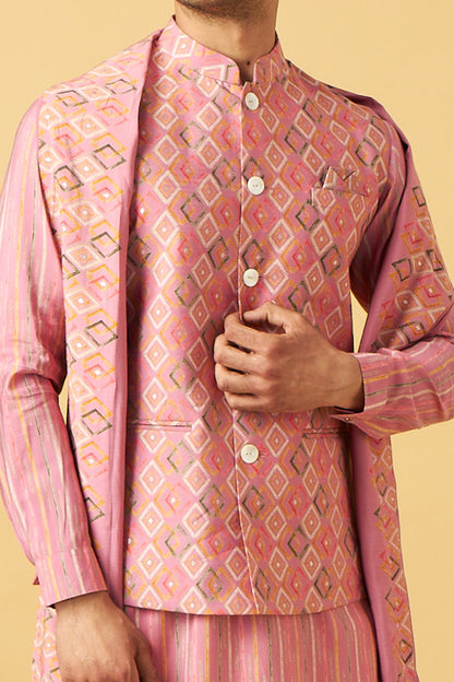 Classic Pink Jacket Kurta With Dupatta